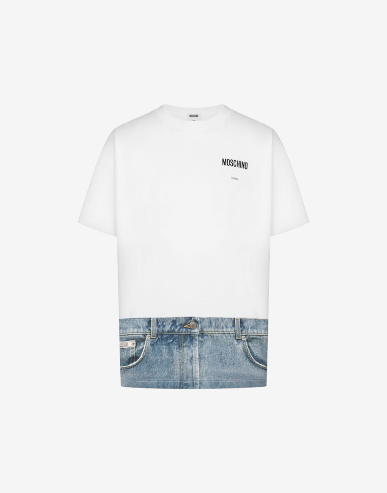 Printed organic cotton jersey T-shirt White Moschino 4