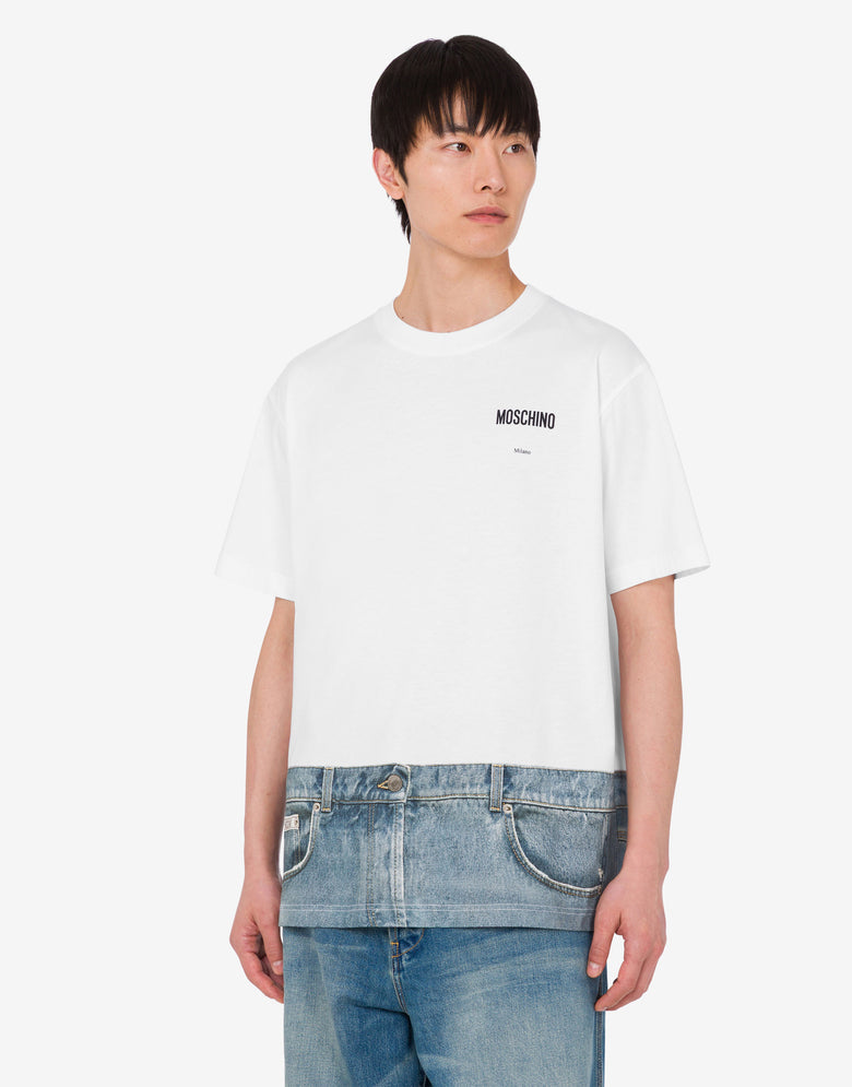 Printed organic cotton jersey T-shirt White Moschino 2