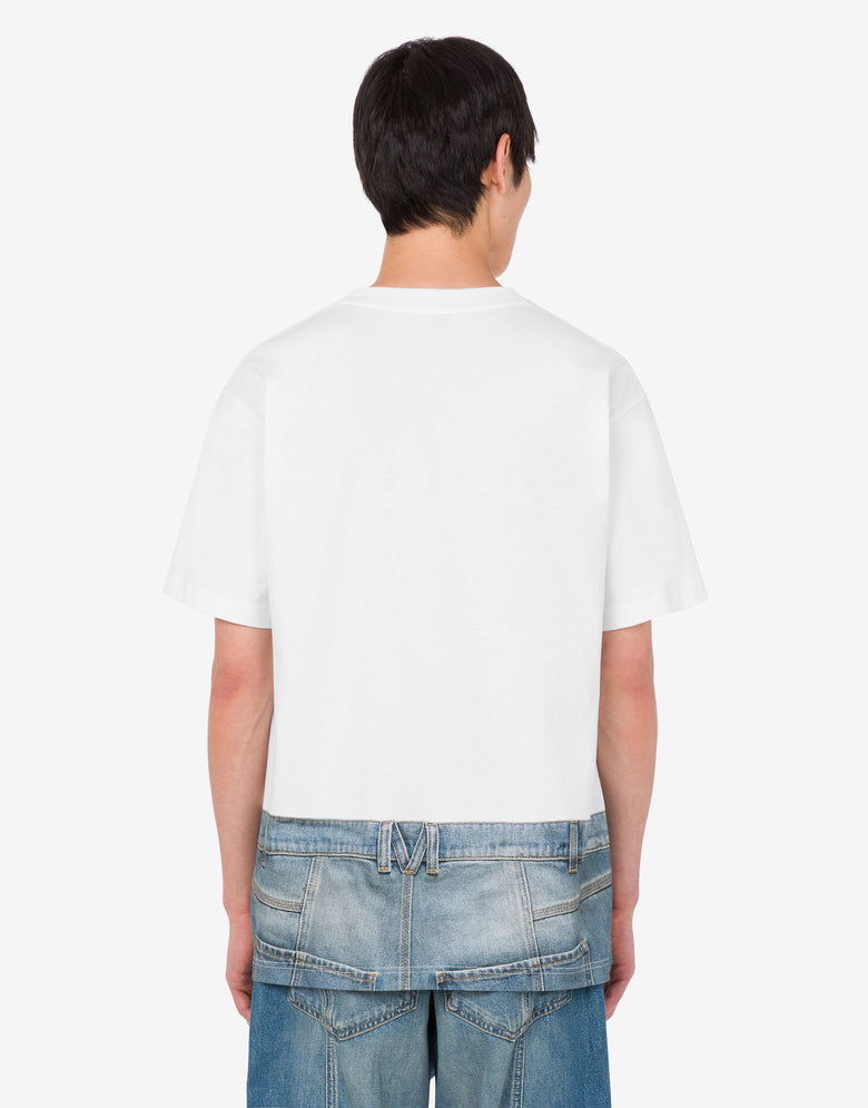 Printed organic cotton jersey T-shirt White Moschino 3