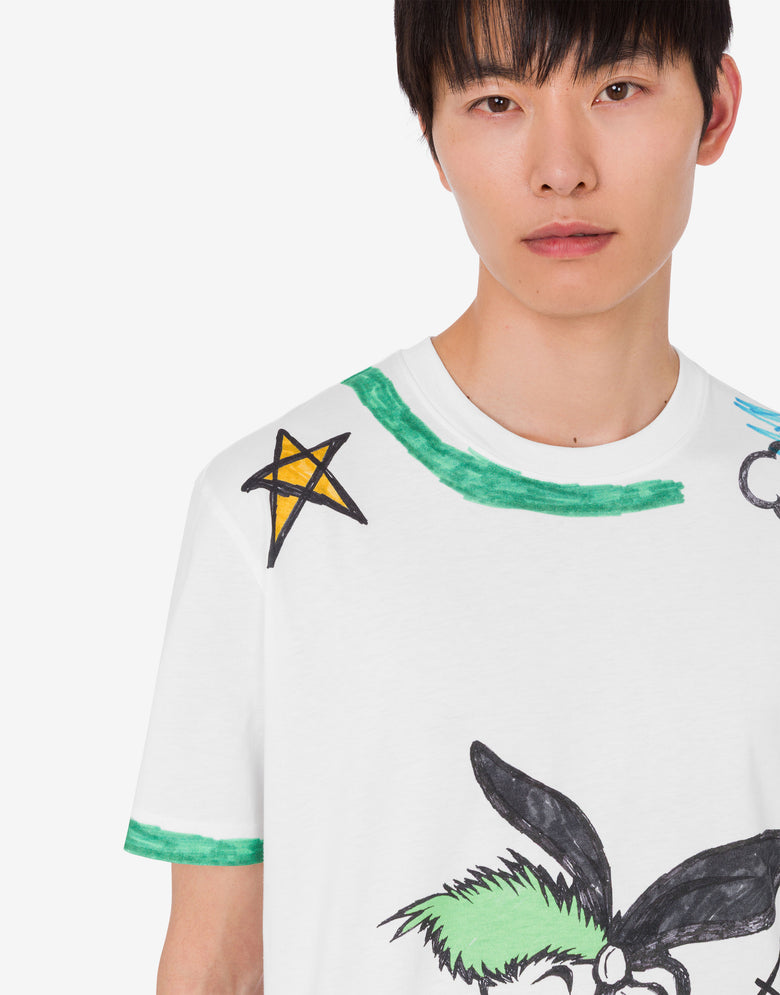 유기농 코튼 저지 프린트 티셔츠 White Moschino 4