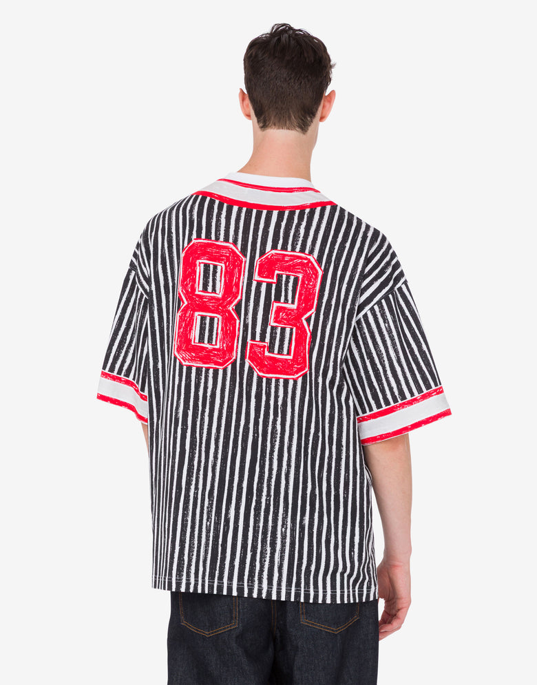 T-shirt em jersey de algodão orgânico estampado Negro Moschino 3