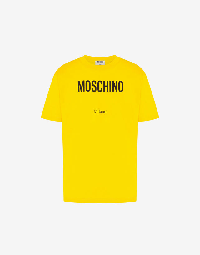 Printed organic cotton jersey T-shirt Yellow Moschino 0