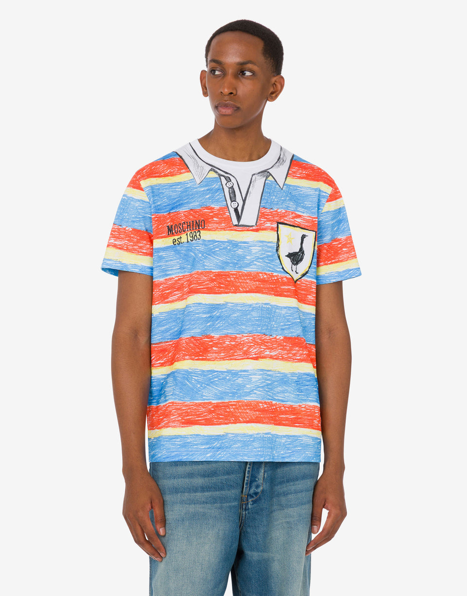 T-shirt en jersey de coton biologique imprimé Multicolore Moschino 0