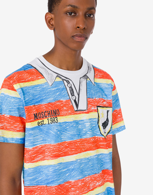 Printed organic cotton jersey T-shirt Multicoloured Moschino 1