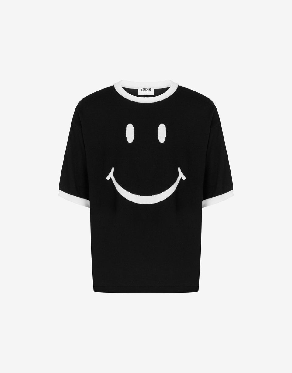 超细美利奴羊毛针织衫 Smiley® 黑色 Moschino 0