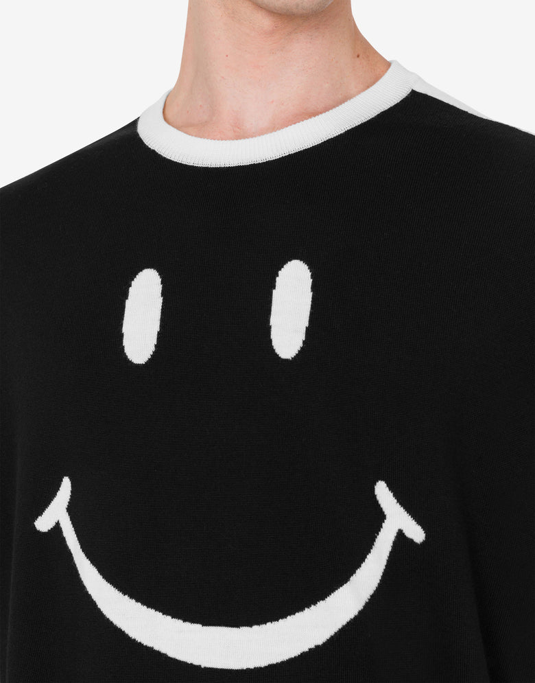 Camisola em lã merino extrafina Smiley® Negro Moschino 3