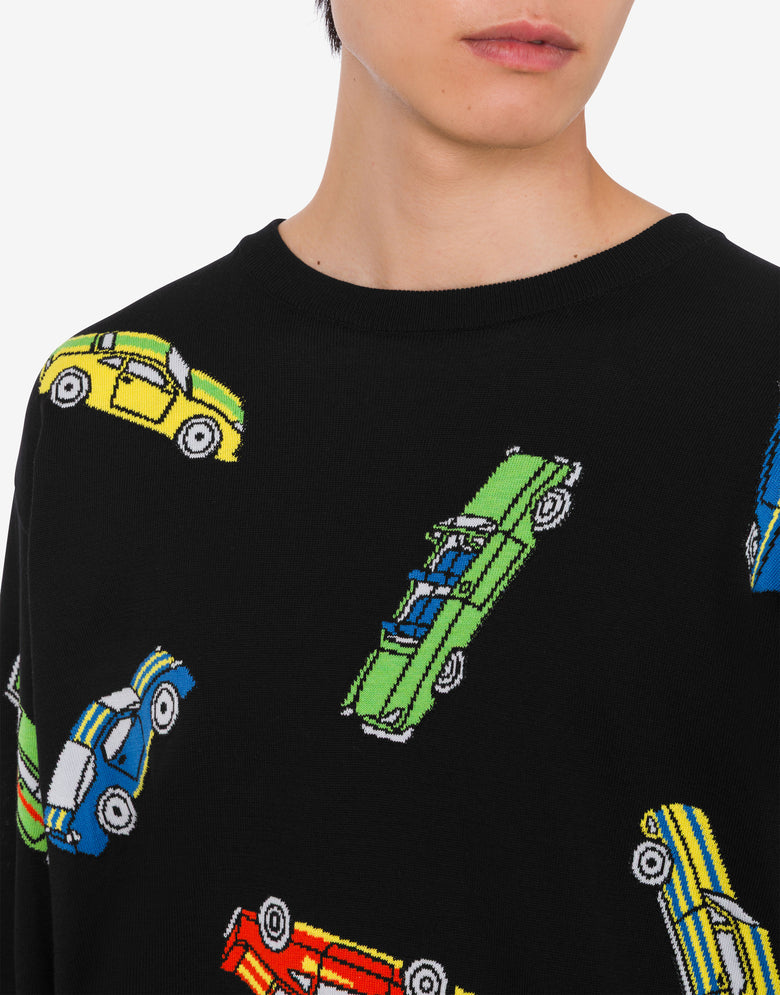 Pure cotton intarsia pullover Black Moschino 4