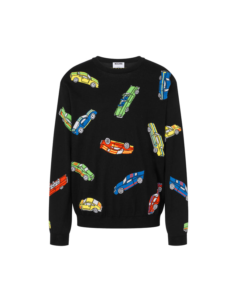 Pure cotton intarsia pullover Black Moschino 4