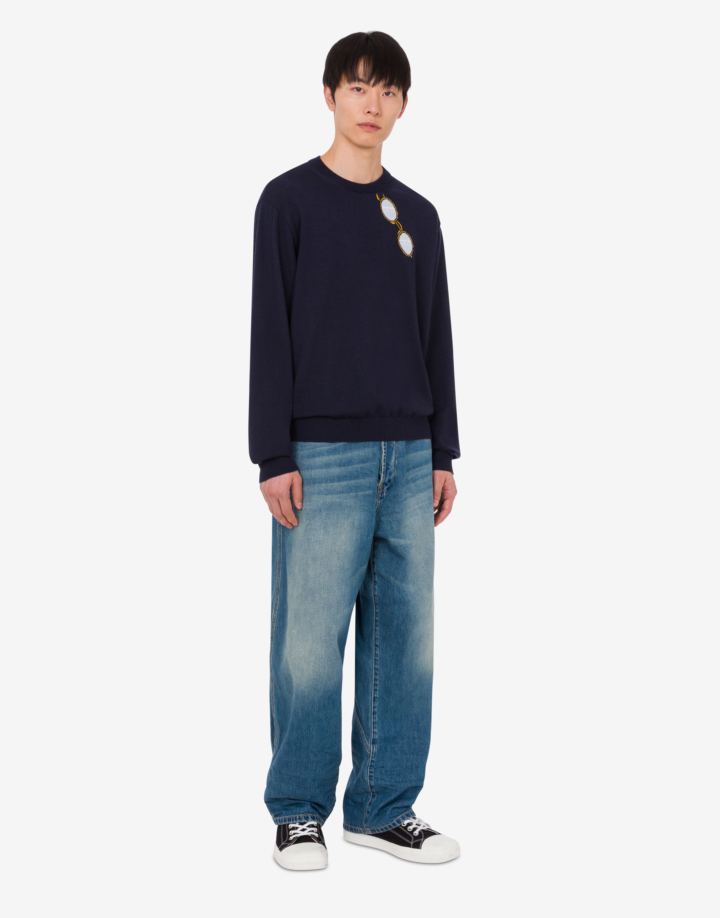 Pullover in lana merino extrafine intarsiato | Moschino IT