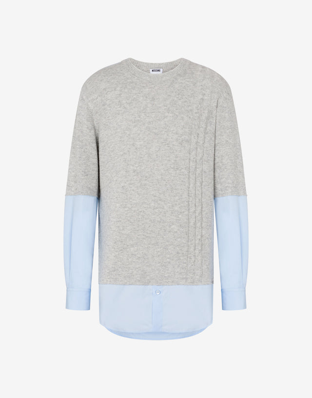 Wool and cashmere blend pullover Grey Moschino 0