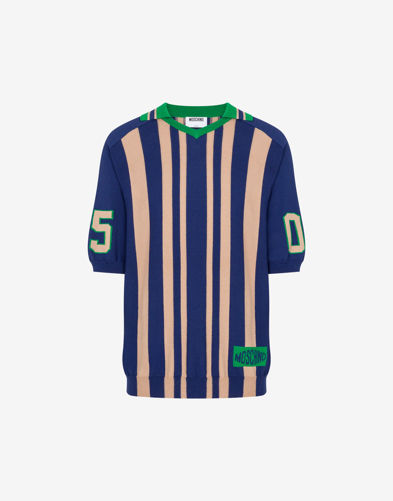 Maglia stretch intarsiata Blu Moschino 4