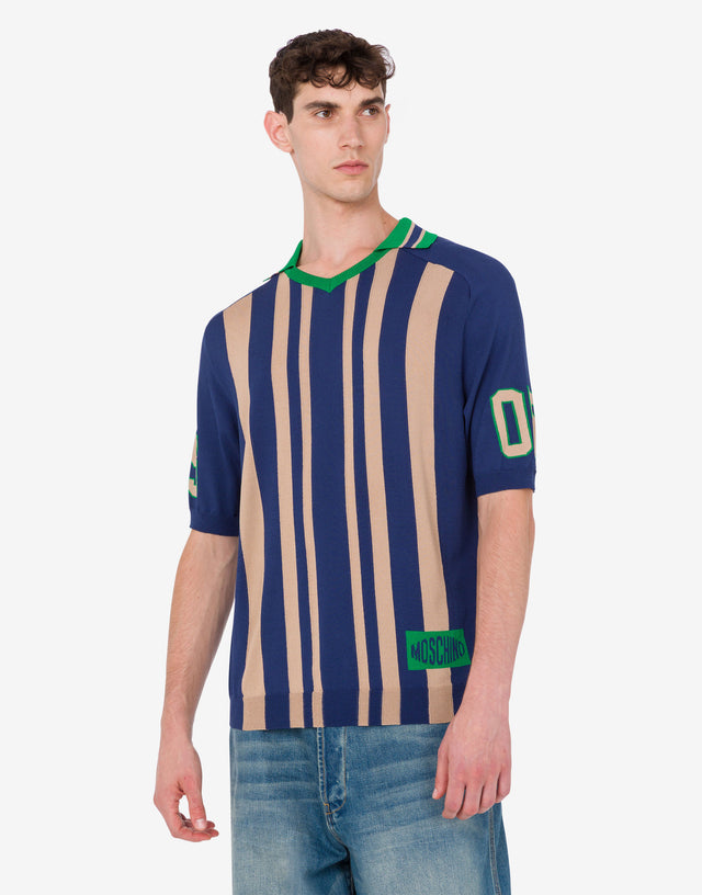 Maglia stretch intarsiata Blu Moschino 0