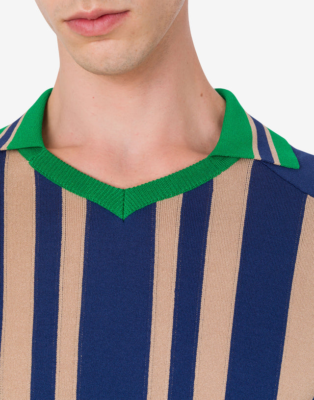 Maglia stretch intarsiata Blu Moschino 1