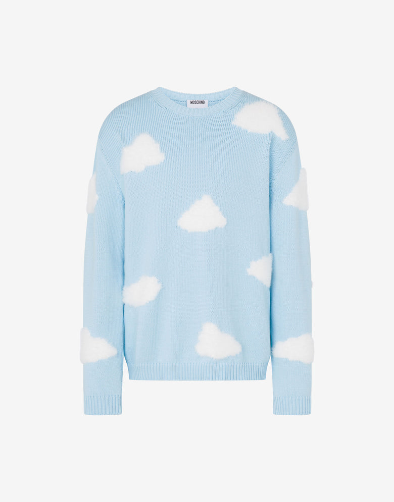 Organic cotton blend pullover Archive Cloud Azure Moschino 4