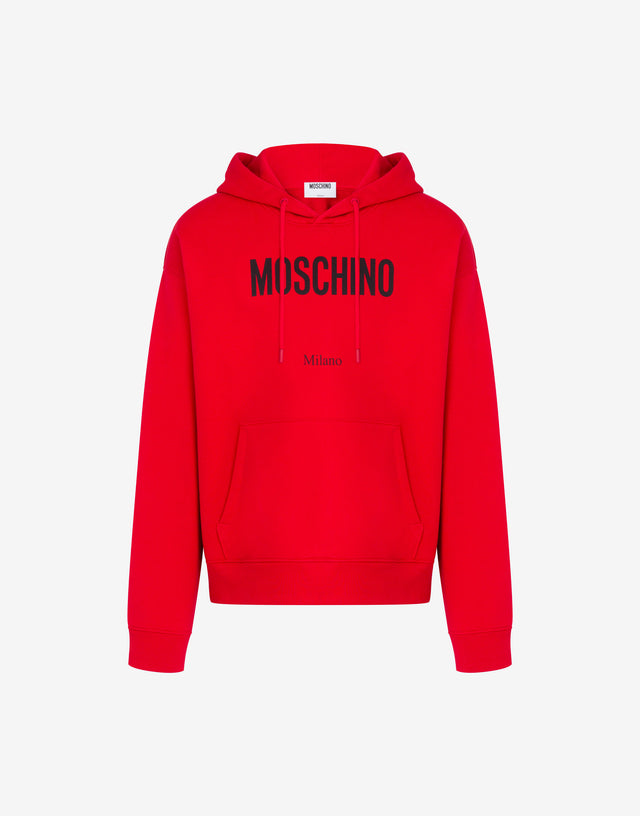 유기농 면 프린트 후드티 Red Moschino 0
