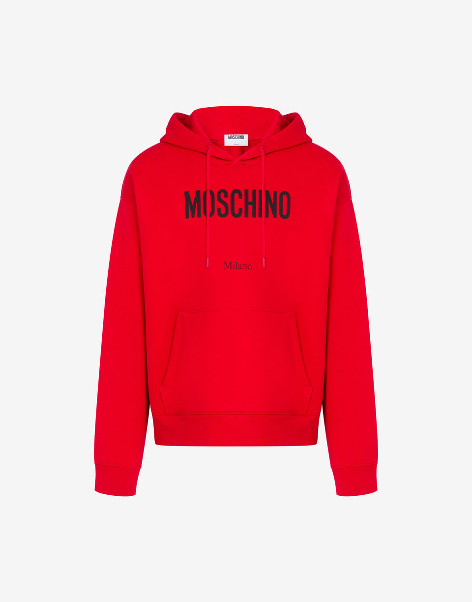 유기농 면 프린트 후드티 Red Moschino 0