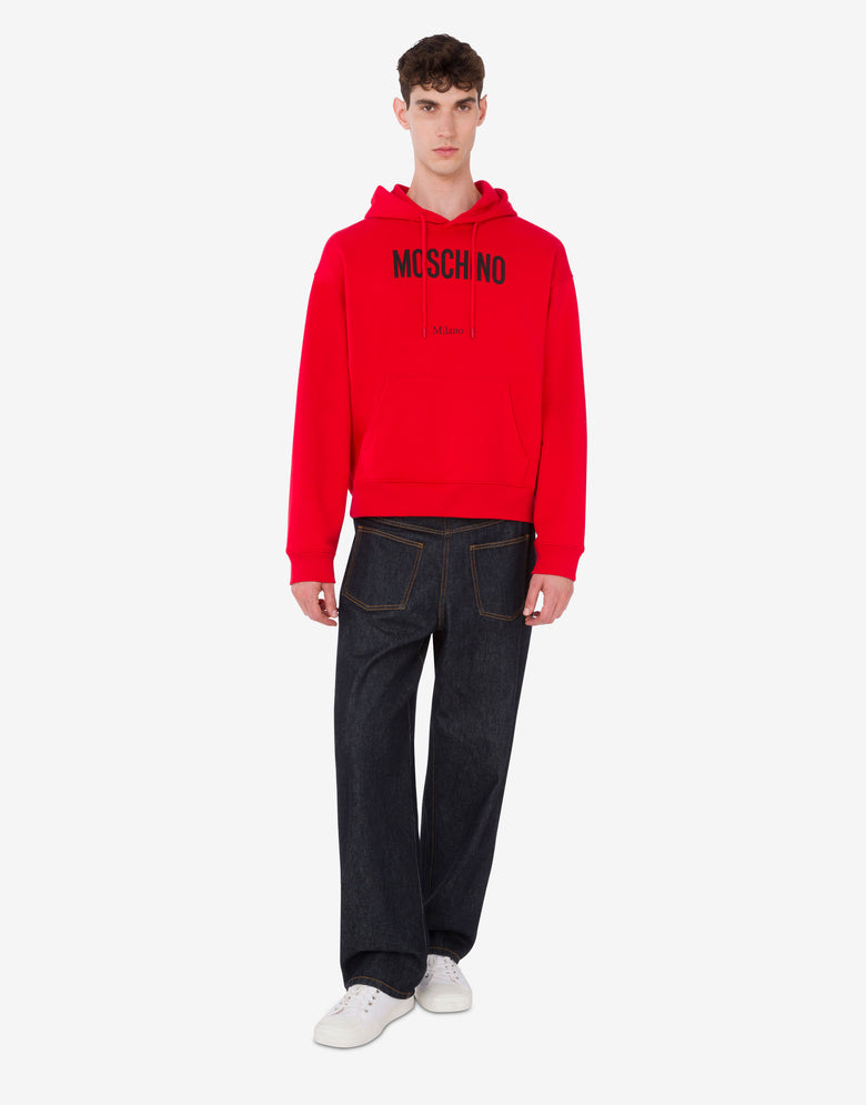 유기농 면 프린트 후드티 Red Moschino 1