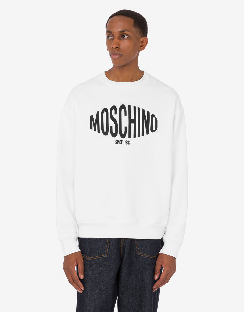 유기농 면 소재 프린트 후드티 White Moschino 2