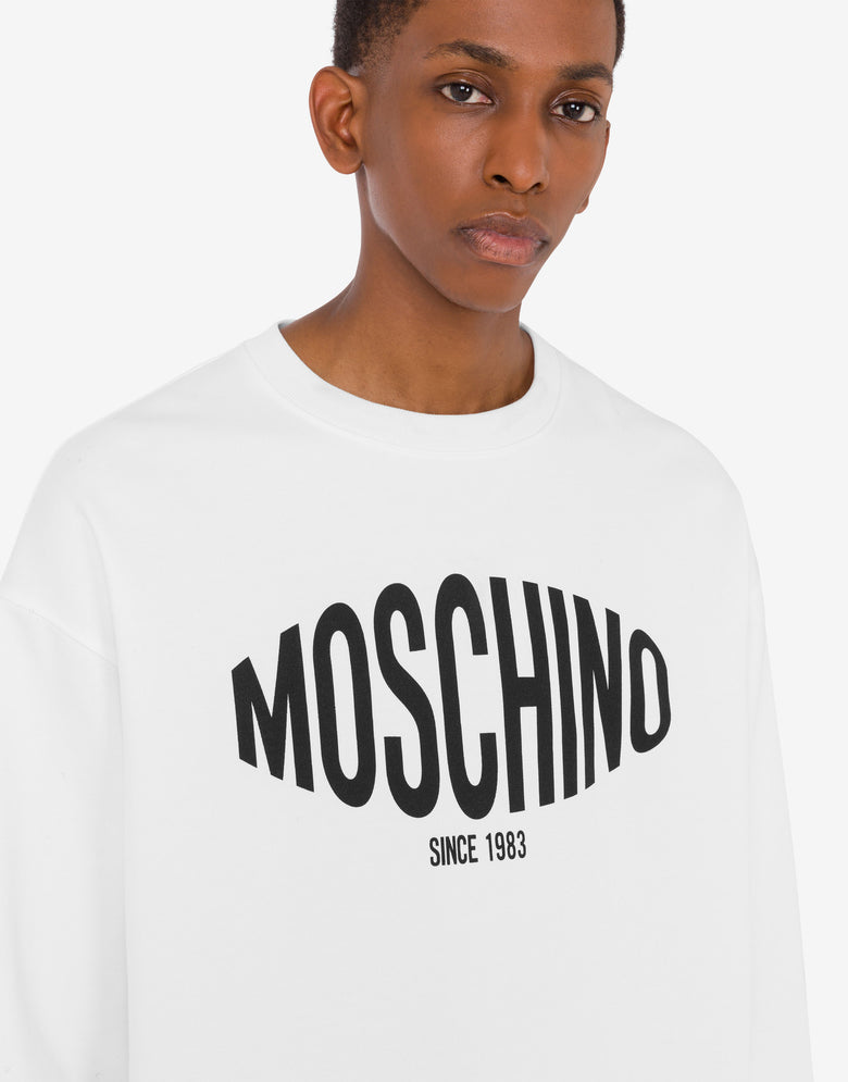 유기농 면 소재 프린트 후드티 White Moschino 4