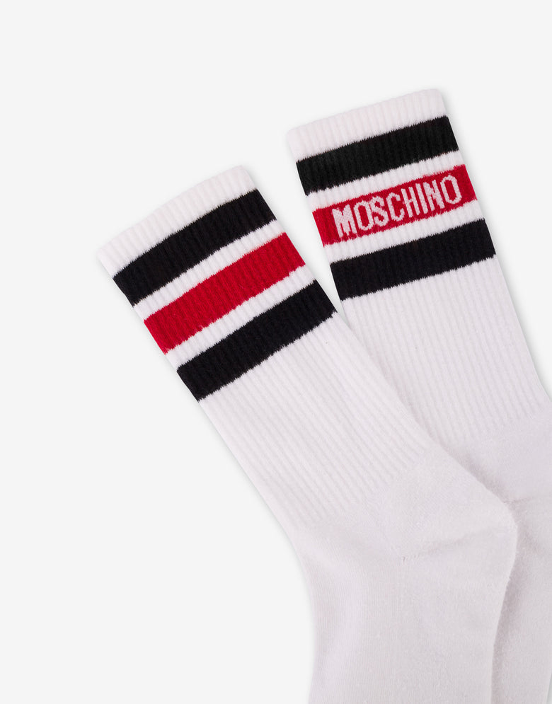 Intarsia terry socks White Moschino 2