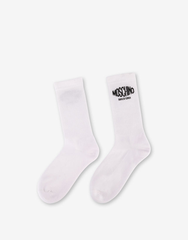 Embroidered terry socks White Moschino 1