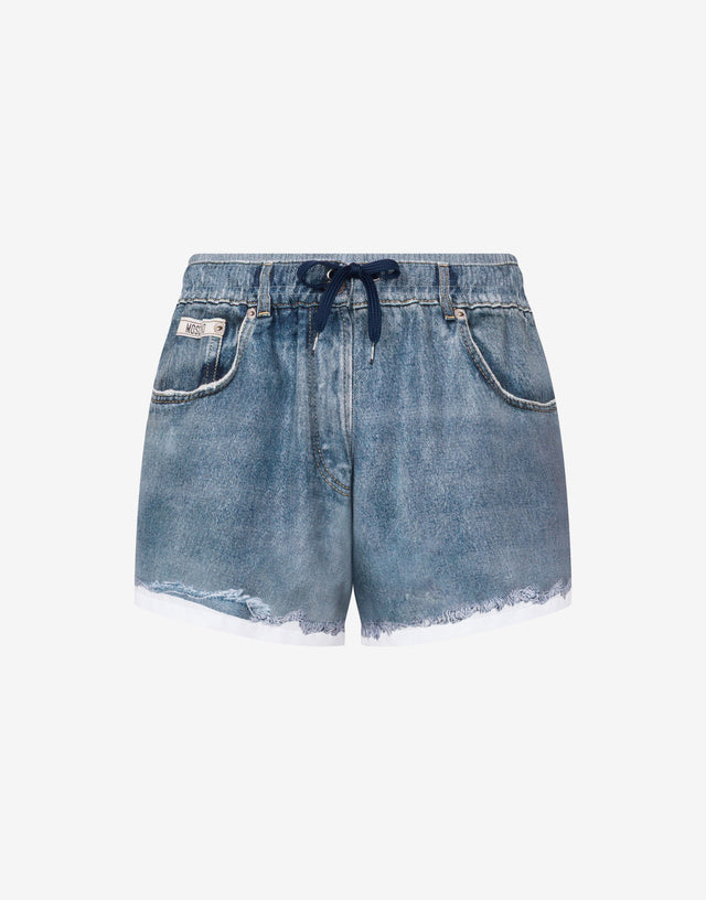 Boxer mare in nylon stampato Blu Denim Moschino 0