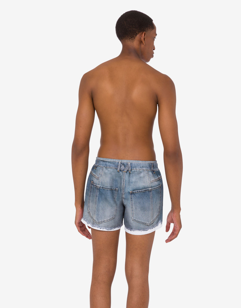 印花尼龙泳裤 蓝色牛仔布 Moschino 2