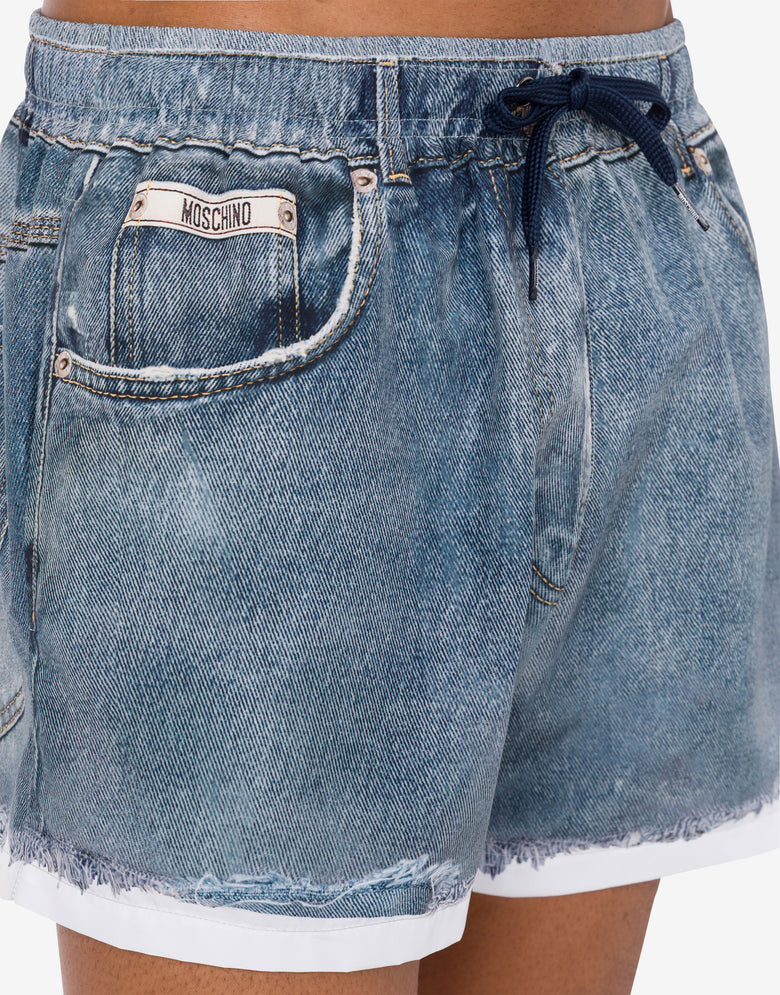 印花尼龙泳裤 蓝色牛仔布 Moschino 3