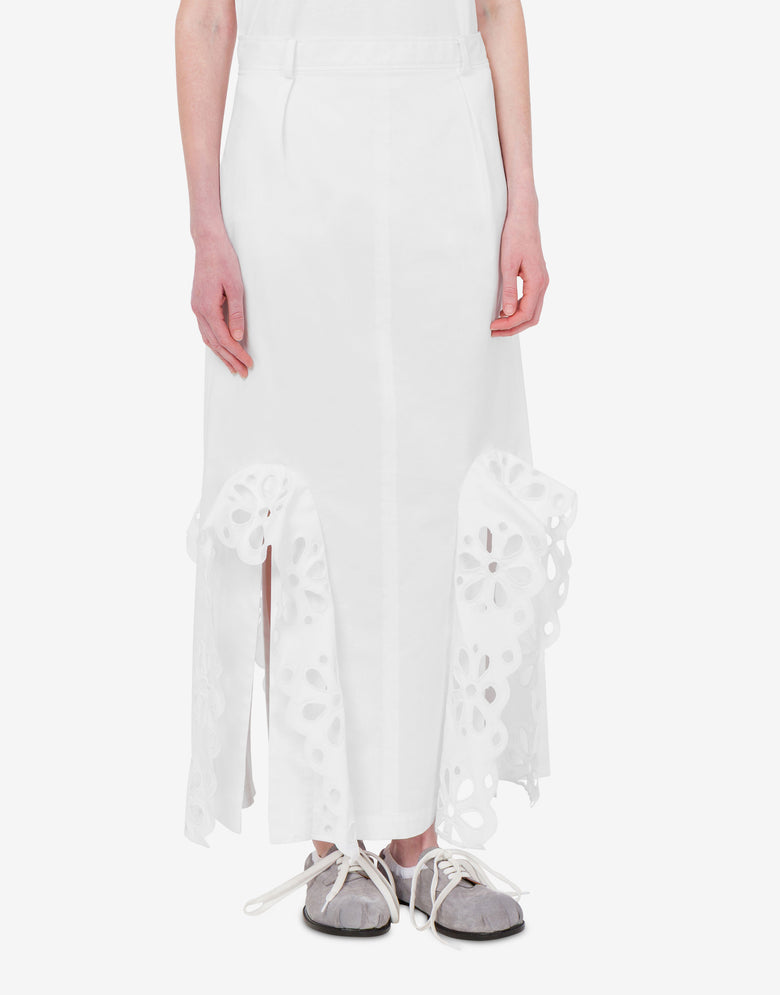 Saia em popeline de algodão bordada Blanco Moschino 2