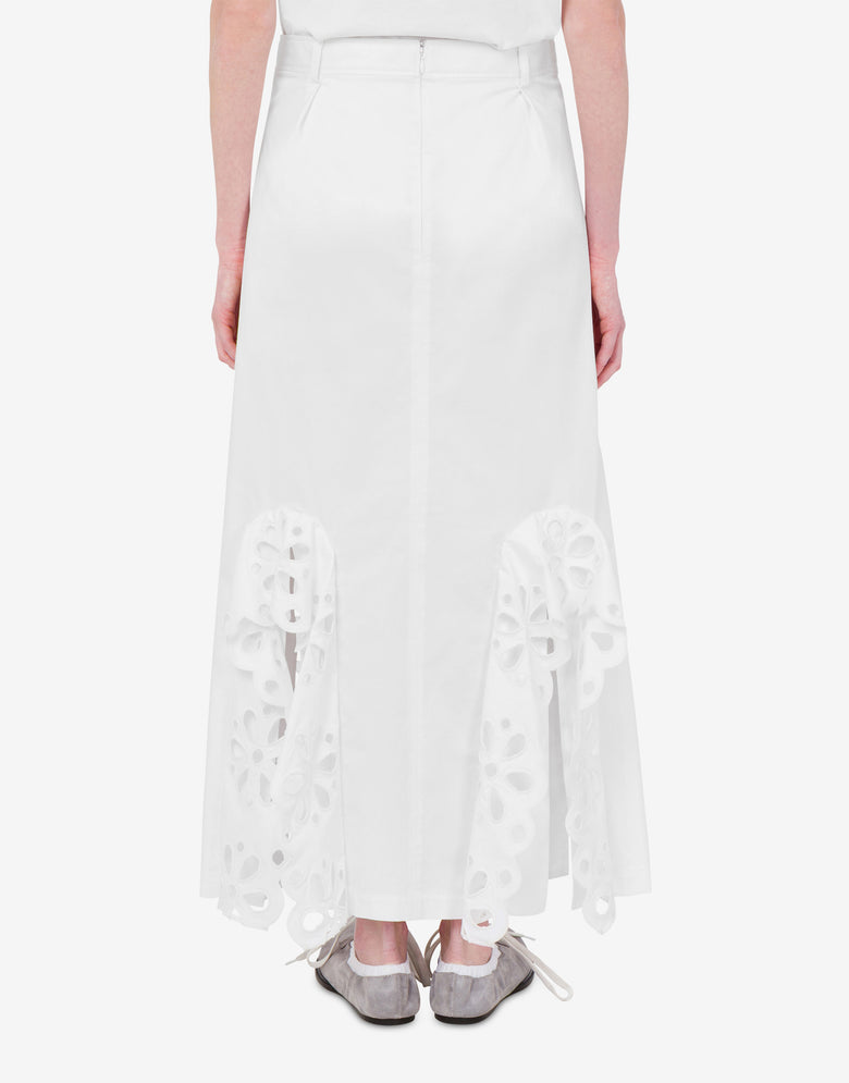Saia em popeline de algodão bordada Blanco Moschino 3