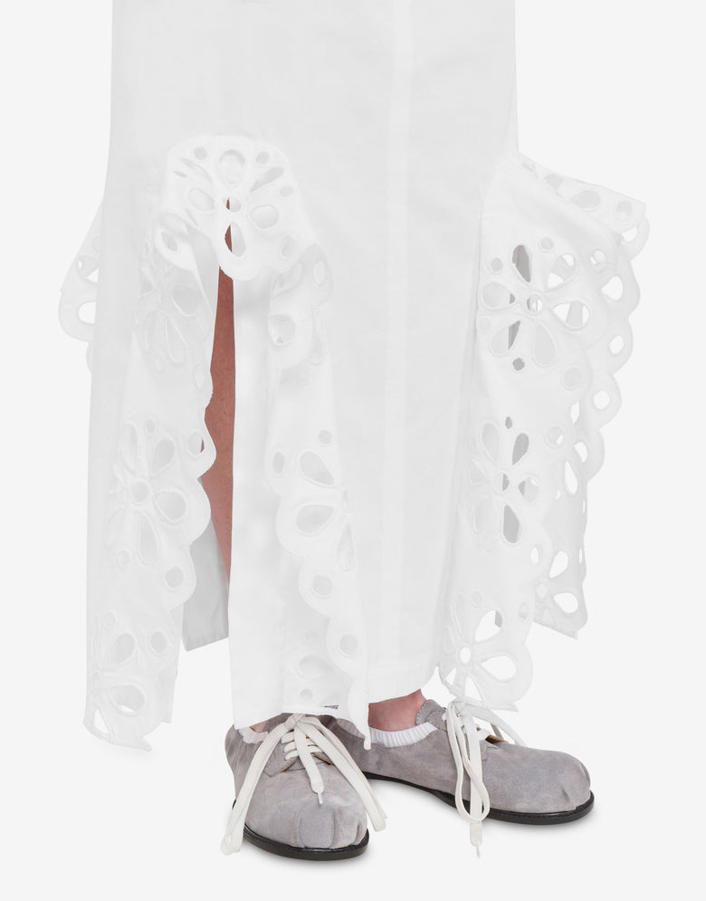 Saia em popeline de algodão bordada Blanco Moschino 4