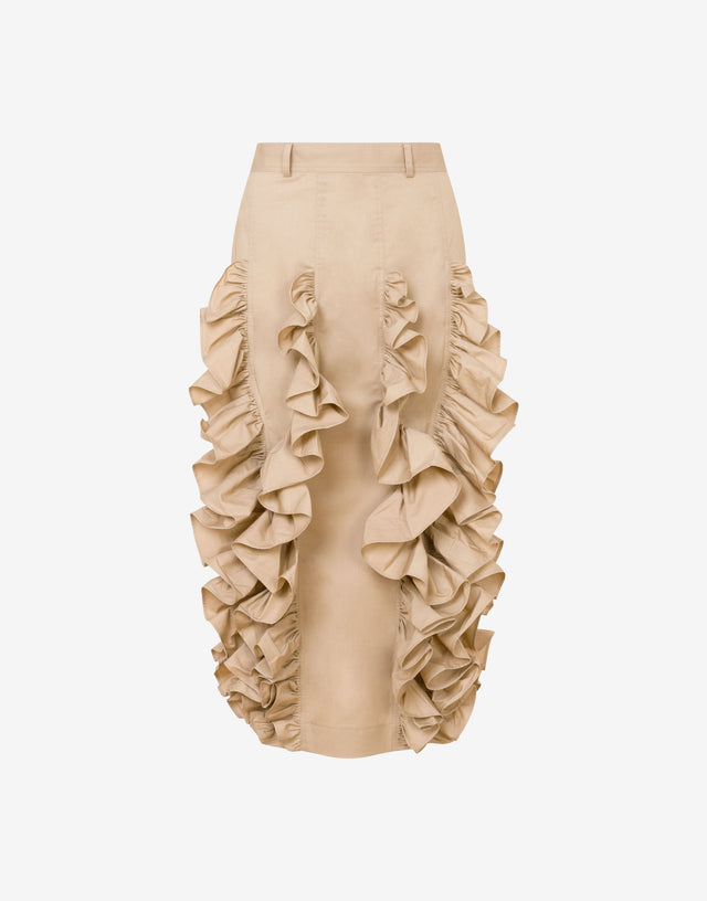 Gonna in popeline di cotone decorata Beige Moschino 0