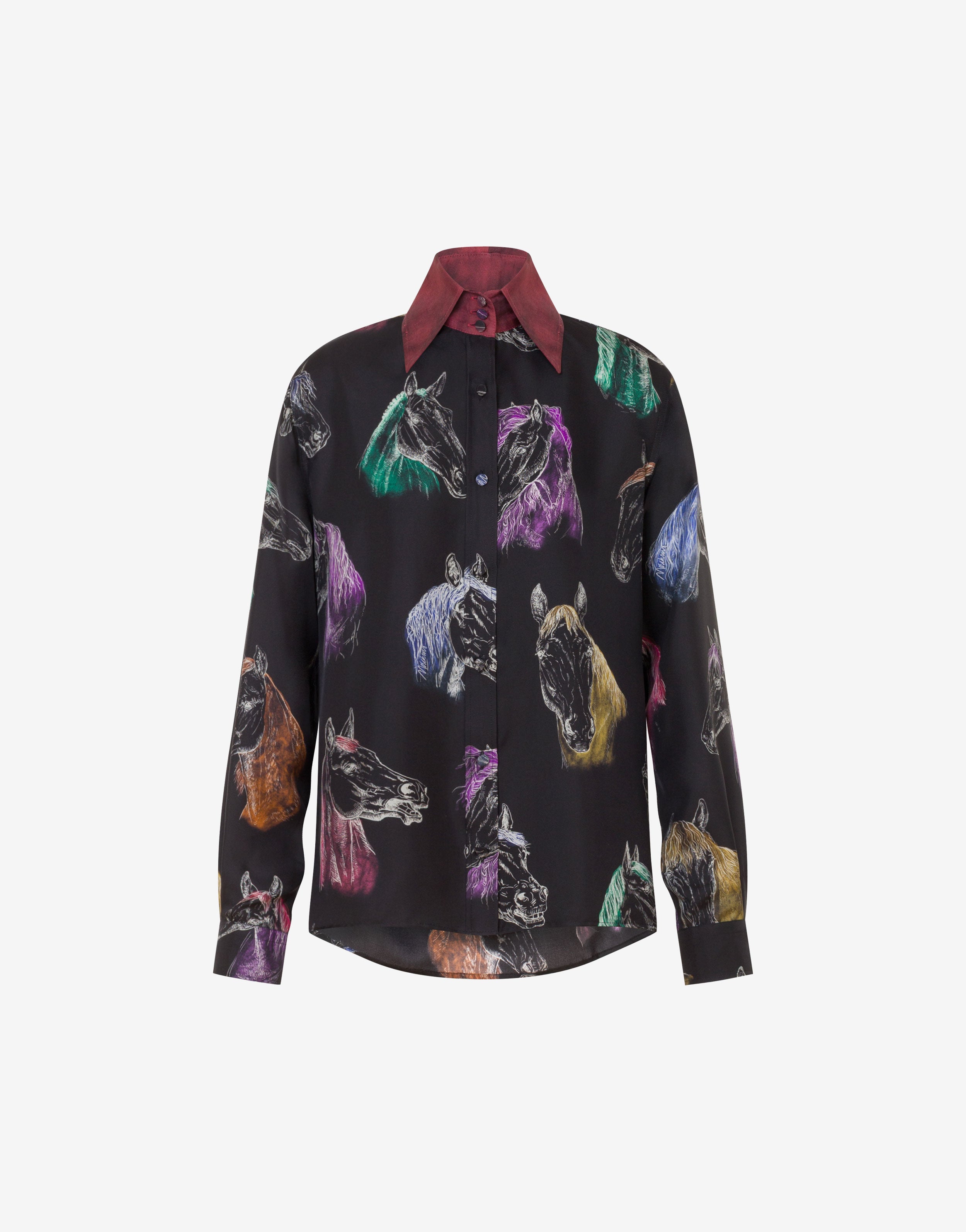 Printed silk twill shirt