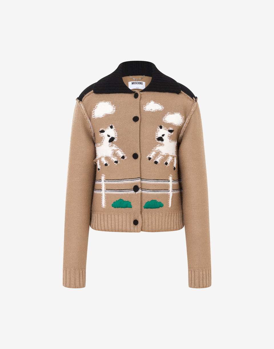 エクストラファイン・メリノウール製のインレイ加工ジャケット ベージュ Moschino 0