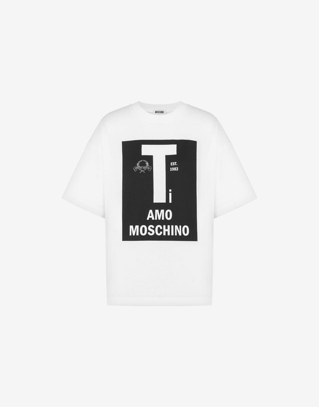 Printed organic cotton jersey T-shirt White Moschino 0