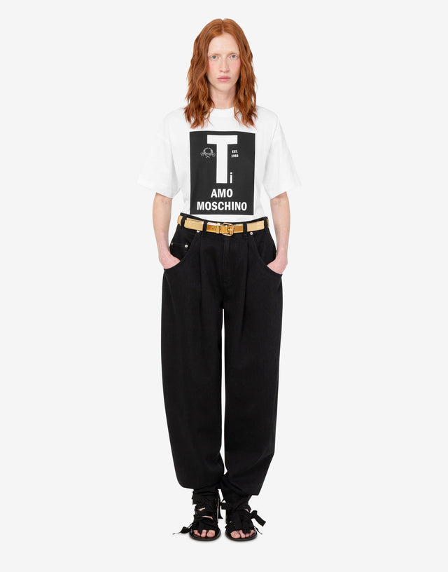 Printed organic cotton jersey T-shirt White Moschino 1
