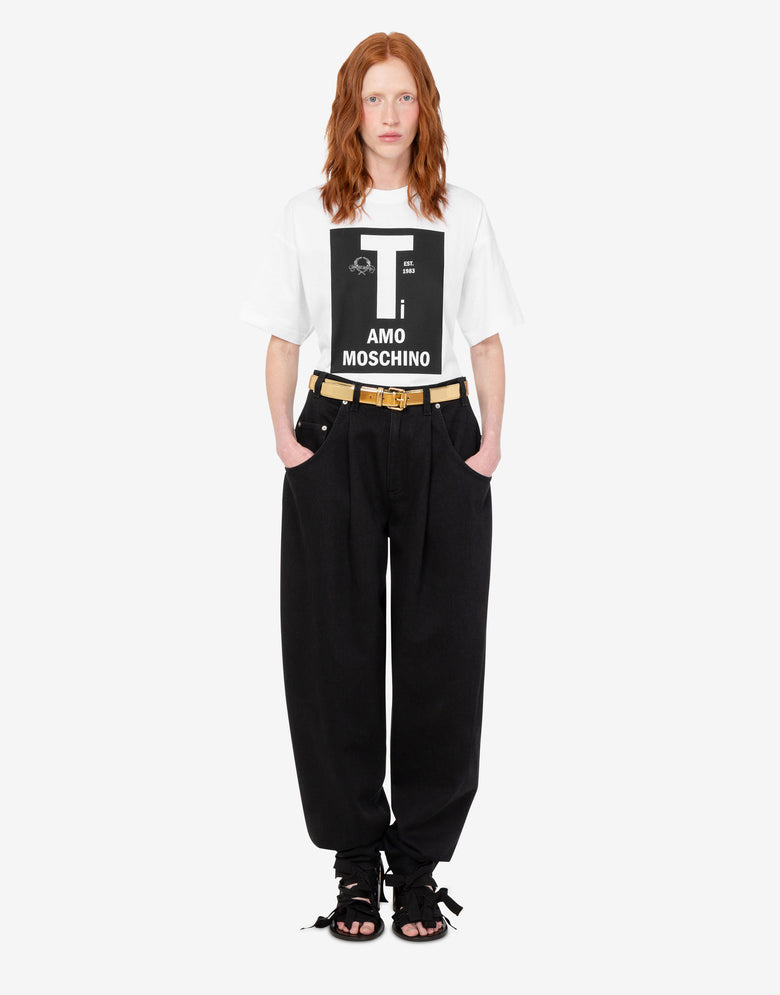 Printed organic cotton jersey T-shirt White Moschino 1