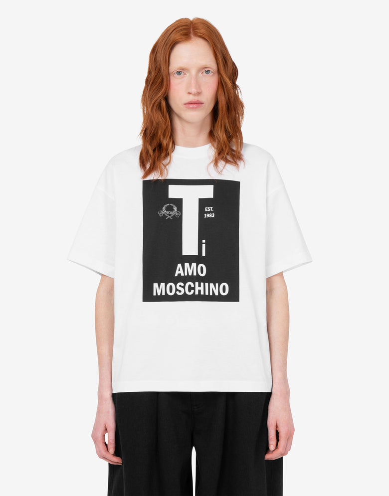 Printed organic cotton jersey T-shirt White Moschino 2