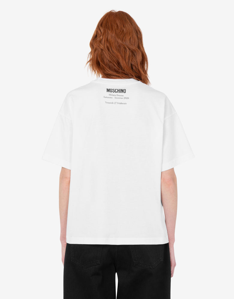 Printed organic cotton jersey T-shirt White Moschino 3