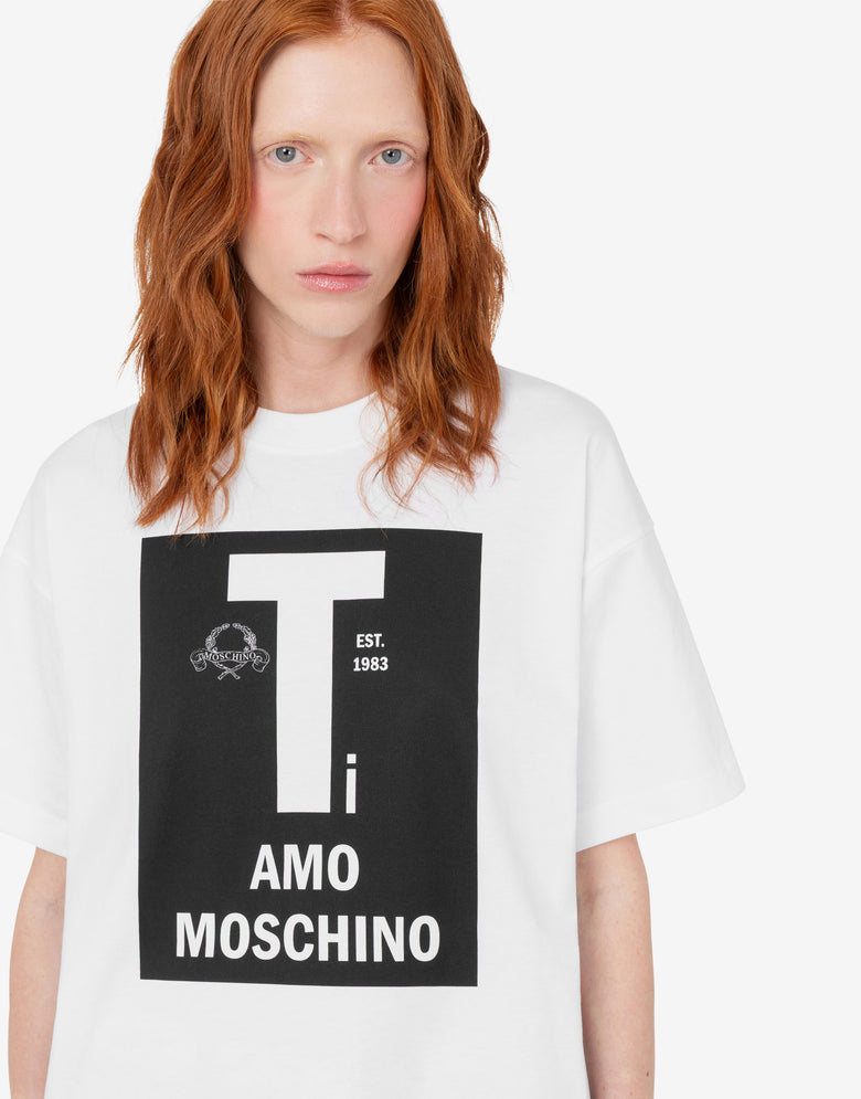 Printed organic cotton jersey T-shirt White Moschino 4