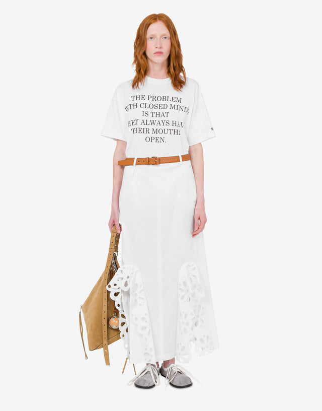 T-shirt in jersey di cotone organico Slogan Bianco Moschino 1
