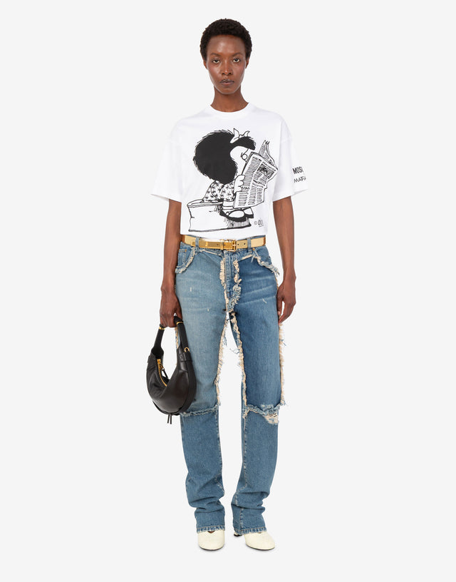 T-shirt in jersey di cotone Mafalda Bianco Moschino 1