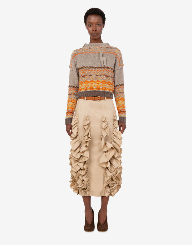 Pullover in misto lana e seta intarsiato Beige Moschino 1