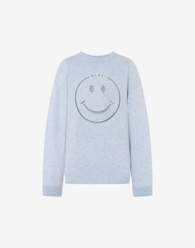 Smiley® Wool-and-Silk Blend Sweater Azure Moschino 0