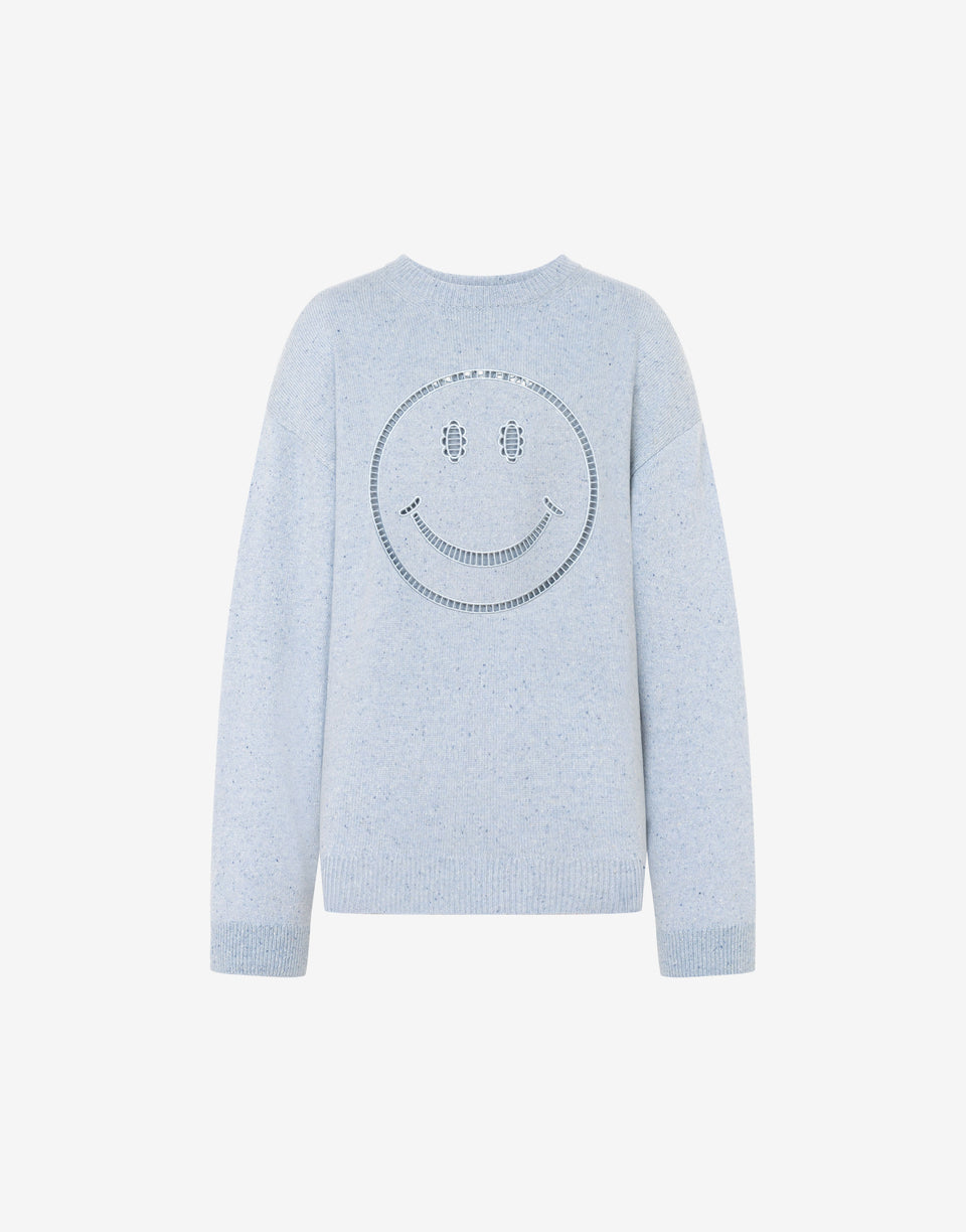 Smiley® Wool-and-Silk Blend Sweater Azure Moschino 0