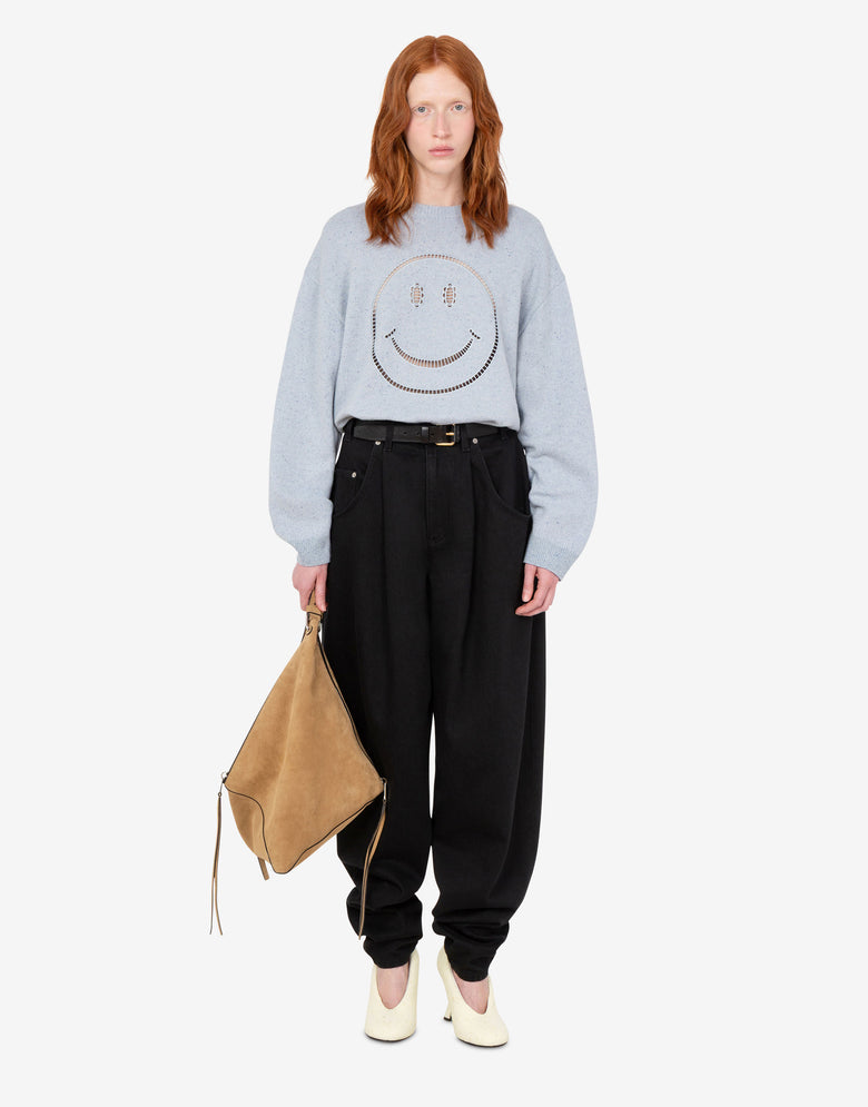 Smiley® Wool-and-Silk Blend Sweater Azure Moschino 1