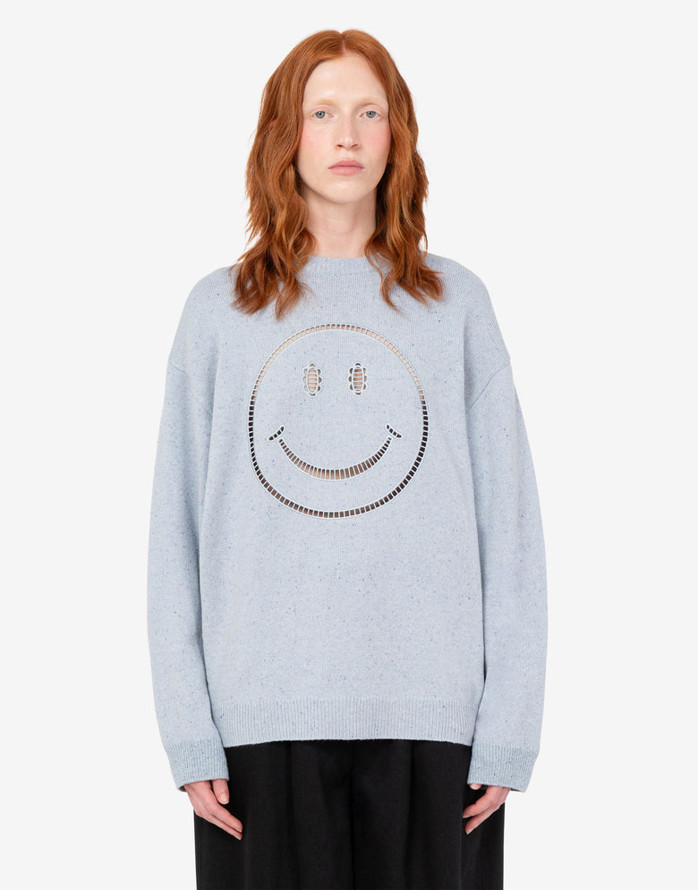 Smiley® Wool-and-Silk Blend Sweater Azure Moschino 2