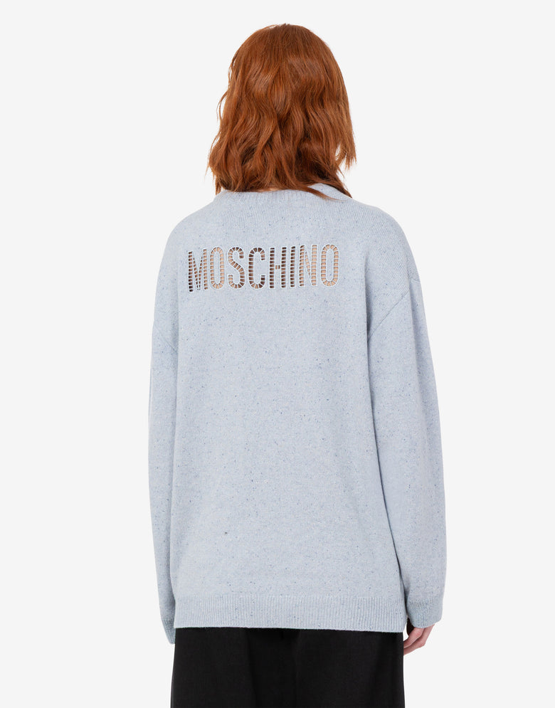 Smiley® Wool-and-Silk Blend Sweater Azure Moschino 3