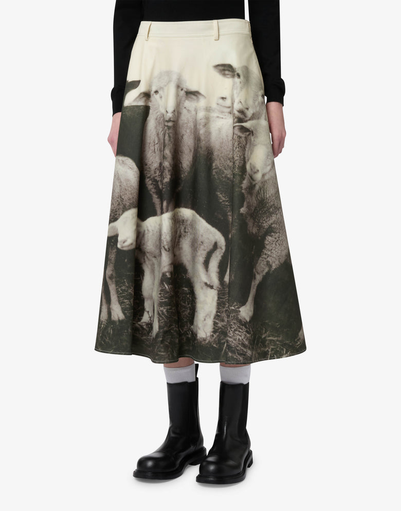 Printed cotton gabardine skirt Grey Moschino 1