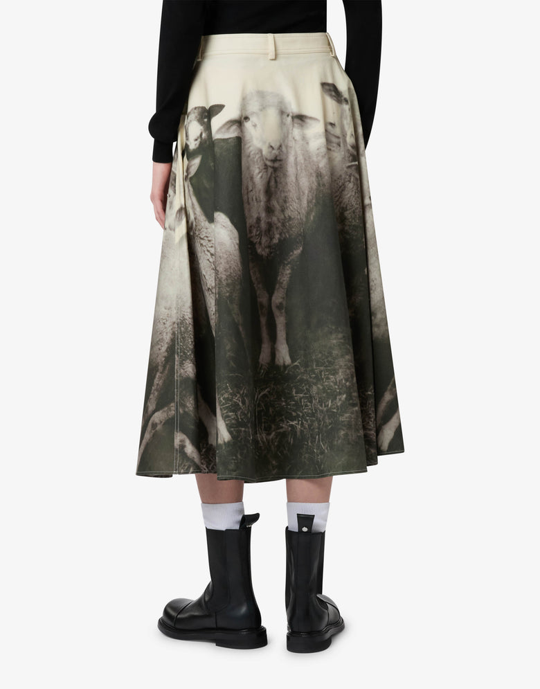 Printed cotton gabardine skirt Grey Moschino 2